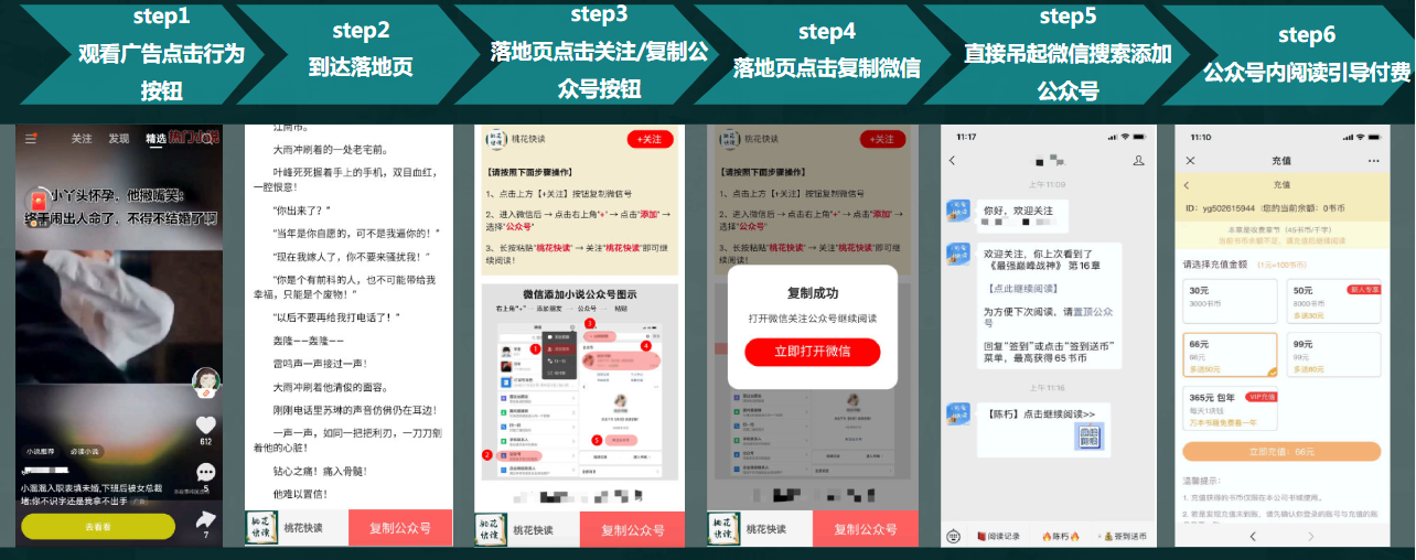 小说行业常见广告转化链路-付费小说加粉